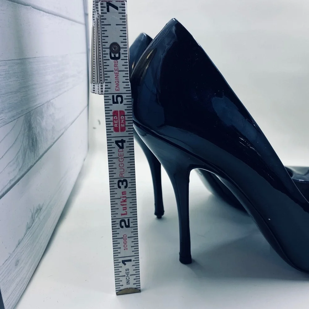 Gucci Black Patent Leather Pointed Toe Stiletto Pumps Heels 212902 Size‎ 8B